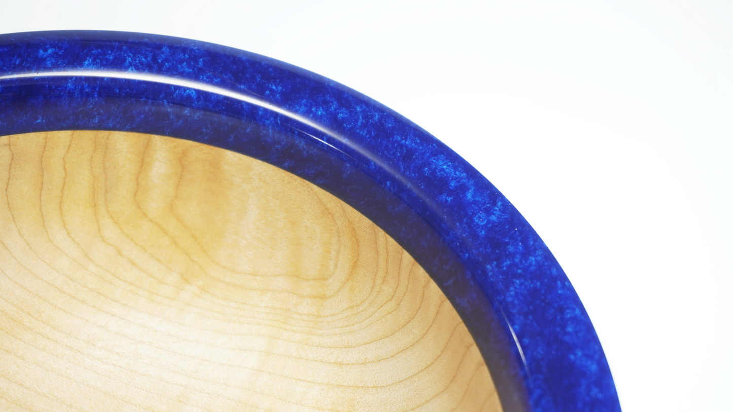 Figured Maple Bowl with Sapphire Rim