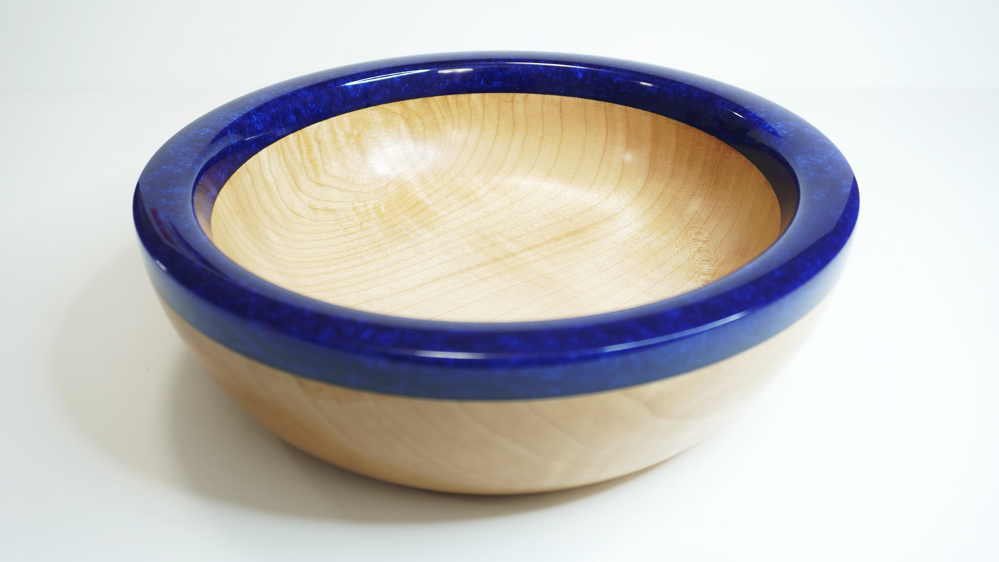 Figured Maple Bowl with Sapphire Rim