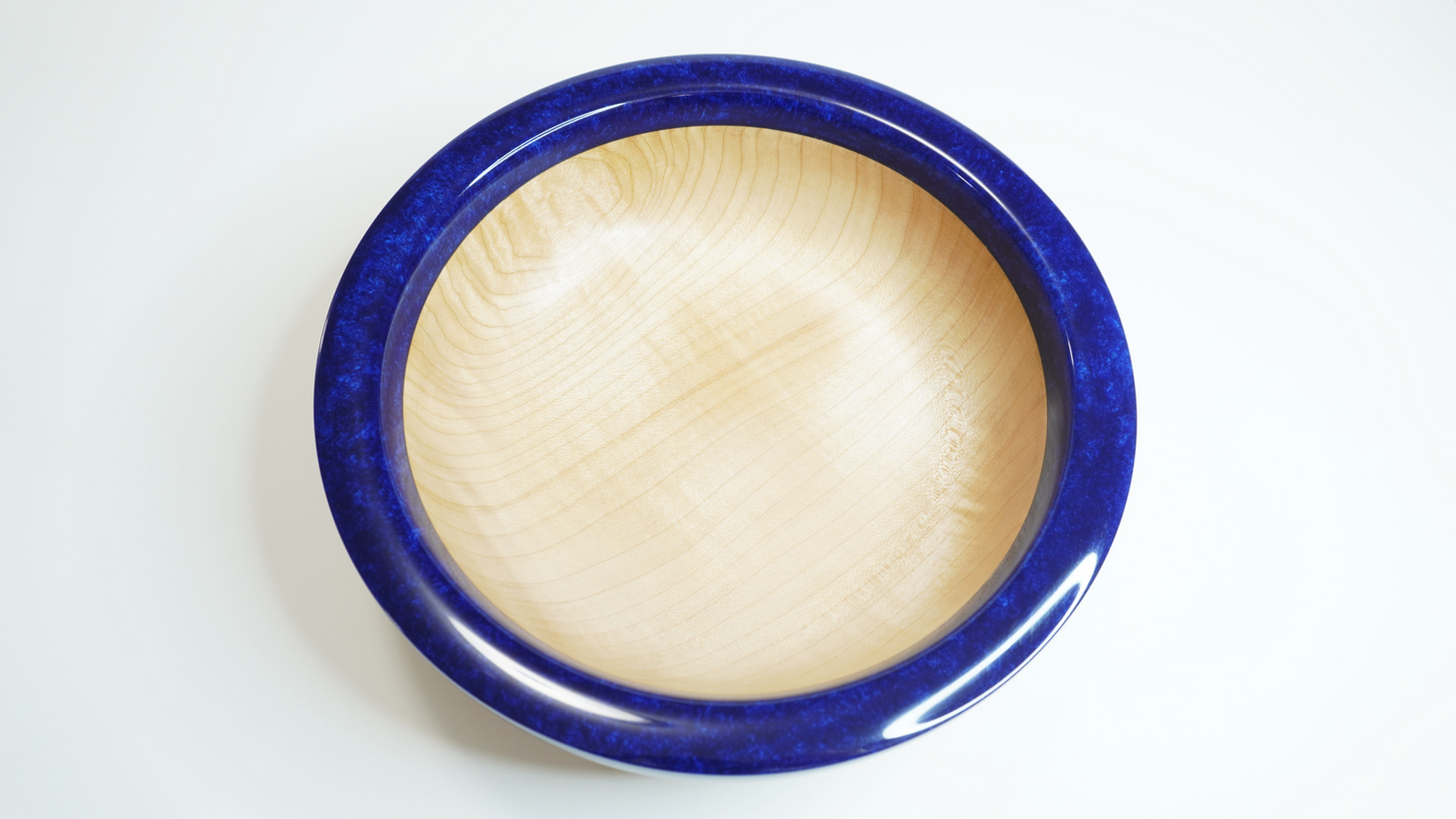 Figured Maple Bowl with Sapphire Rim