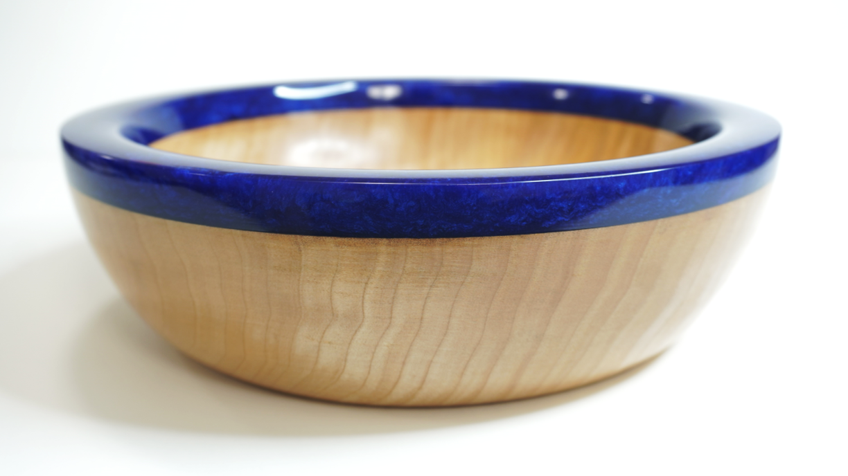 Figured Maple Bowl with Sapphire Rim