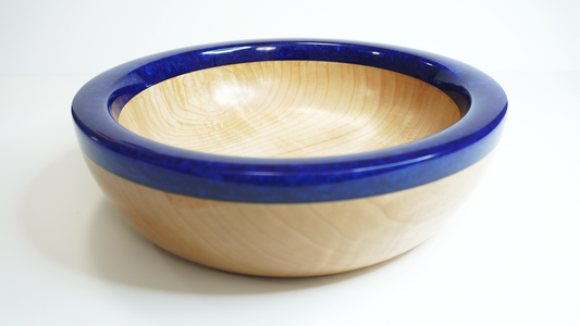 Figured Maple Bowl with Sapphire Rim