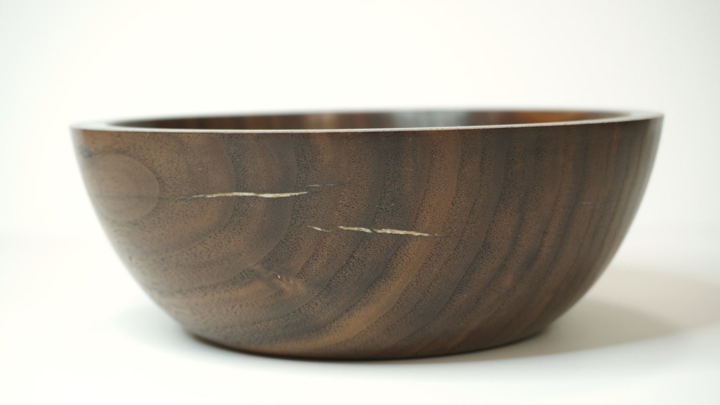 Walnut Bowl with Blue Stone Inlay