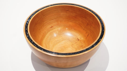 Cherry Bowl with Black Stone Inlay