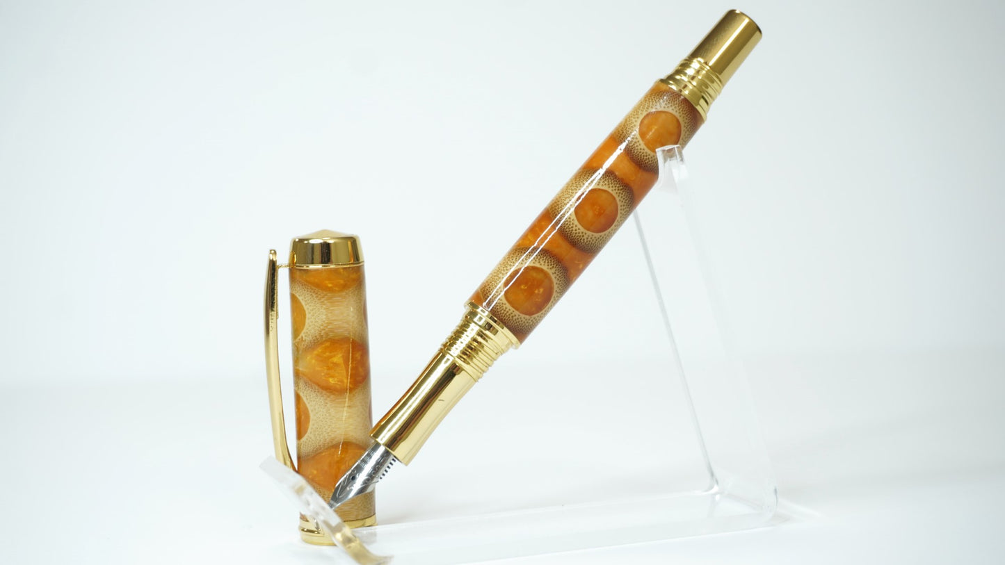 Gold Bamboo & Resin Fountain Pen - B Grade (15% off)