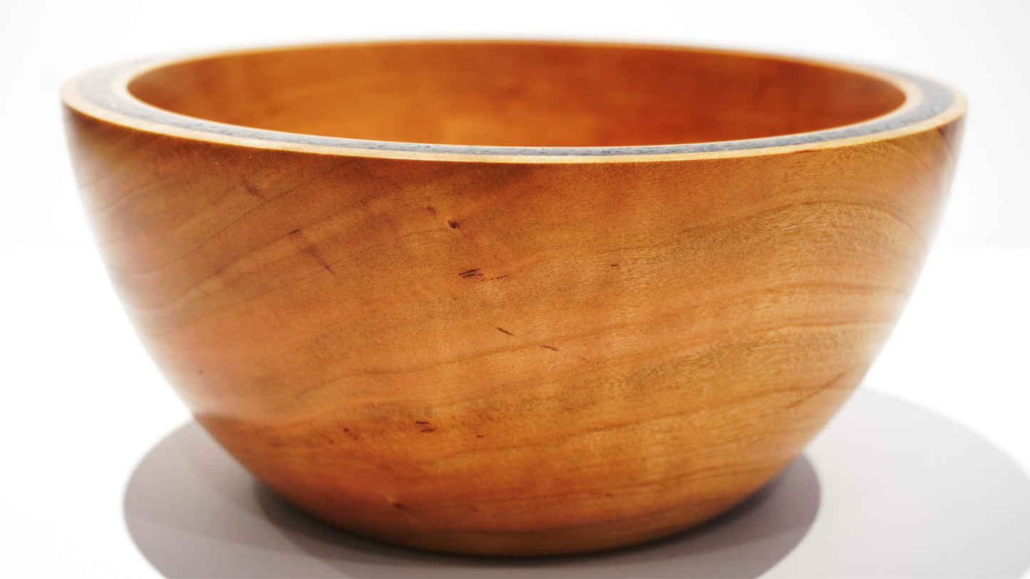 Cherry Bowl with Black Stone Inlay