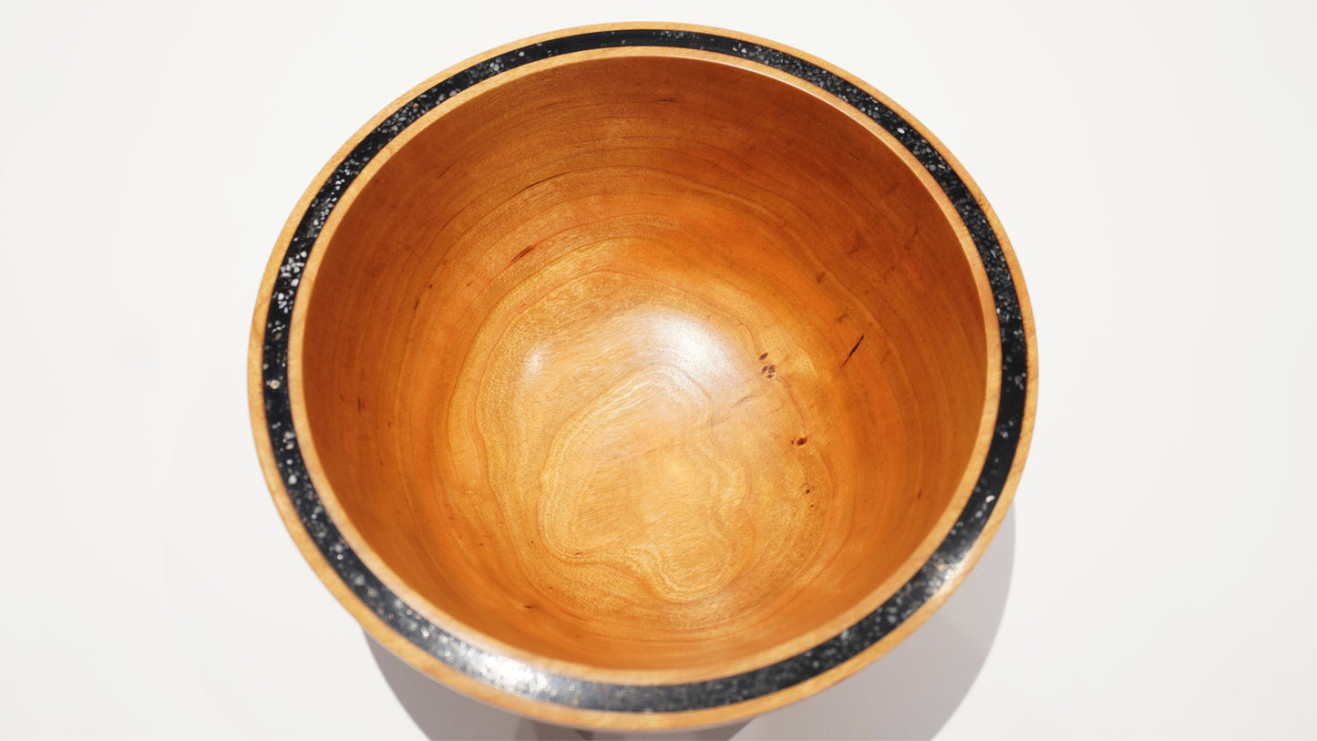 Cherry Bowl with Black Stone Inlay