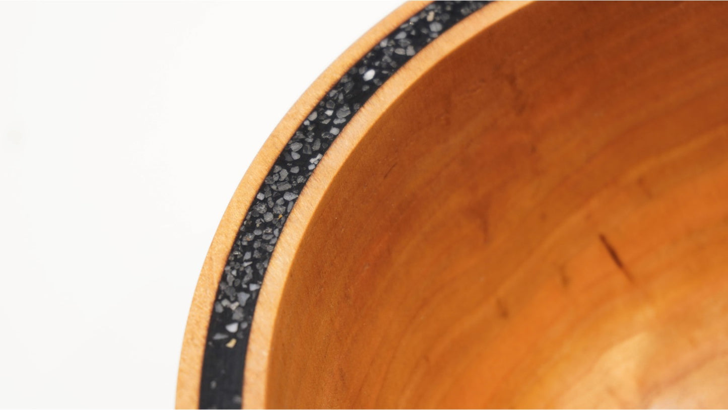 Cherry Bowl with Black Stone Inlay