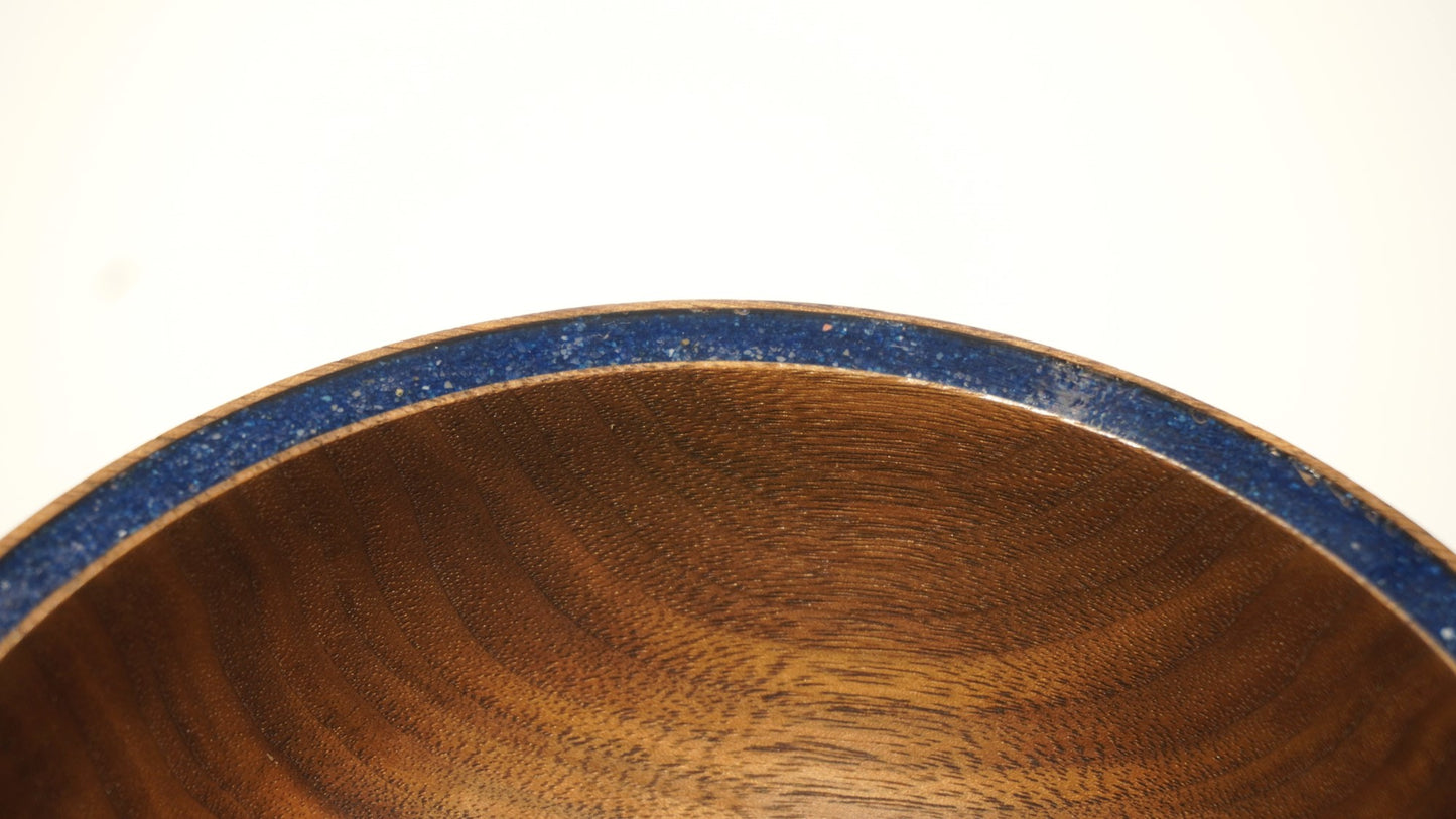 Walnut Bowl with Blue Stone Inlay