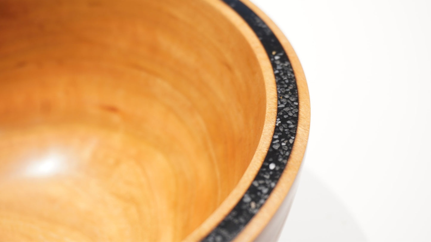 Cherry Bowl with Black Stone Inlay