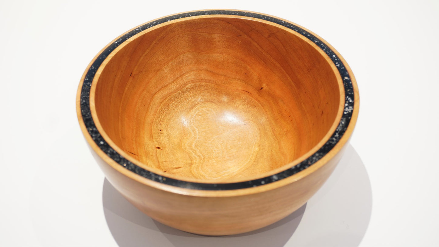 Cherry Bowl with Black Stone Inlay